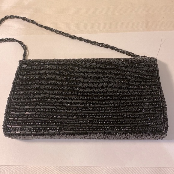 Vintage Beaded Evening Clutch Bag Black - Picture 3 of 8